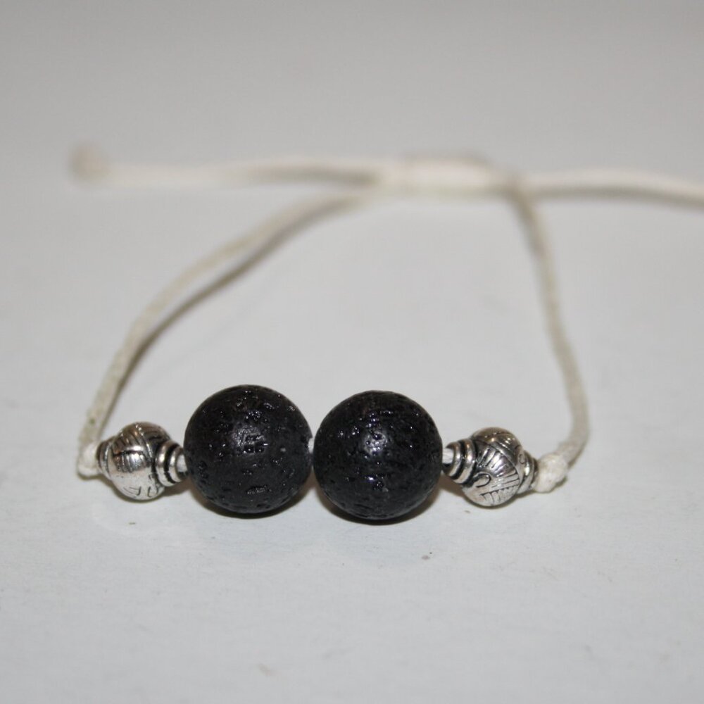 ✨ Beautiful White Cord & Lava Beaded Bracelet ✨